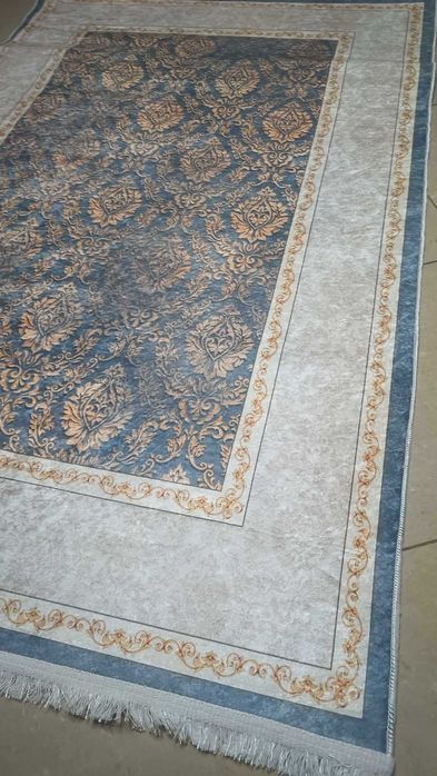 dywan 230x160 turecki ,antypoślizg, szybk ORNAMENT turkus/krem/złoto