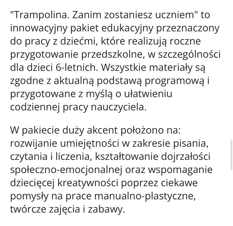 Trampolina. Roczne przygotowanie przedszkolne