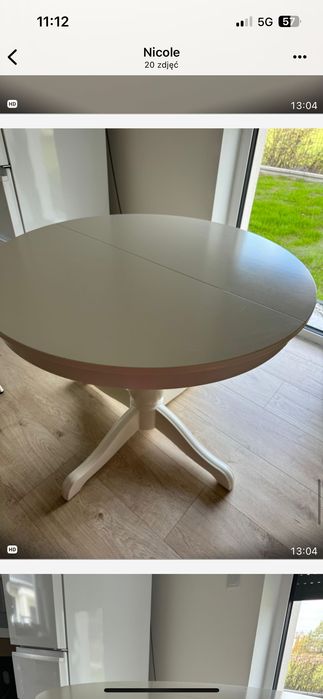 Biały stół rozkładany +3 krzesła