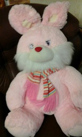 Мягкая игрушка большой, пушистый Розовый заяц