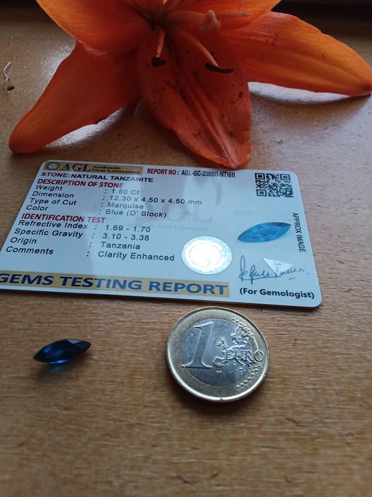 Tanzanita Natural Certificada.  1.80 ct  Beleza Rara da África