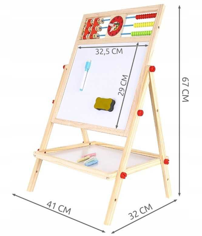 Tablica magnetyczna kredowa i suchościeralna dla dzieci 6w1 + akcesori