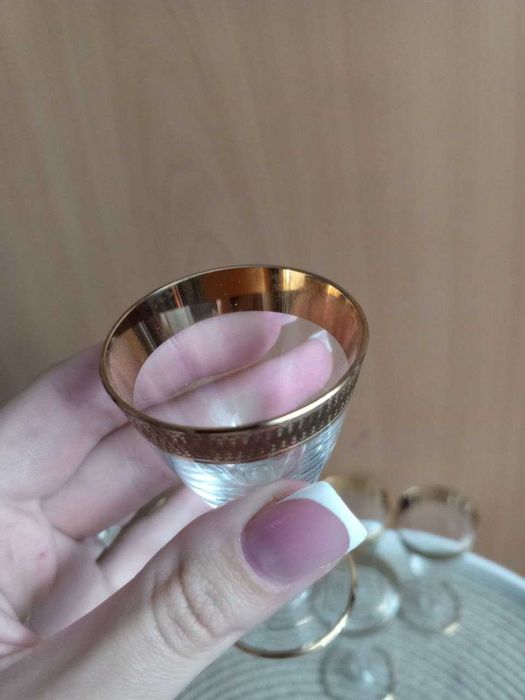 Рюмки на ножке с позолотой, Богемия Bohemia 6 шт (20 мл)