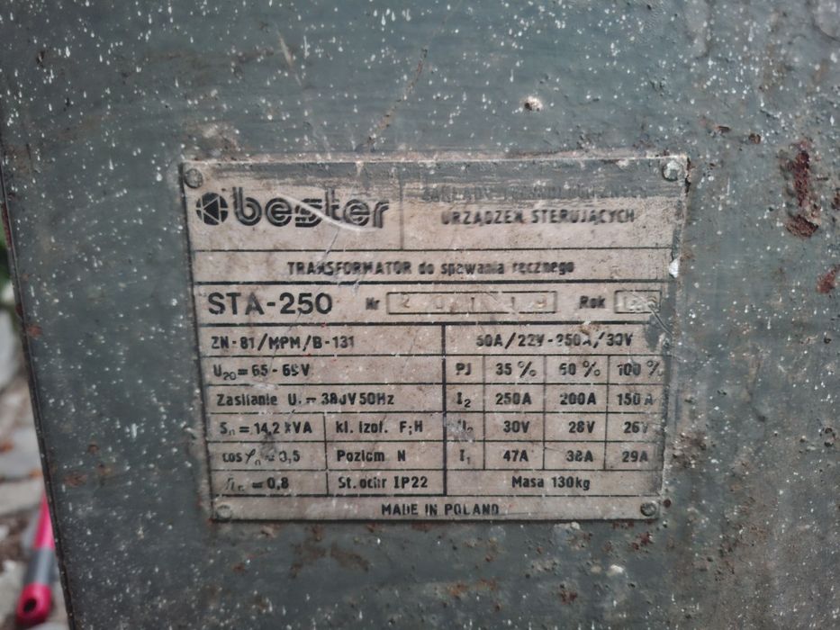 SpSpawarka transformatorowa Bester STA 250