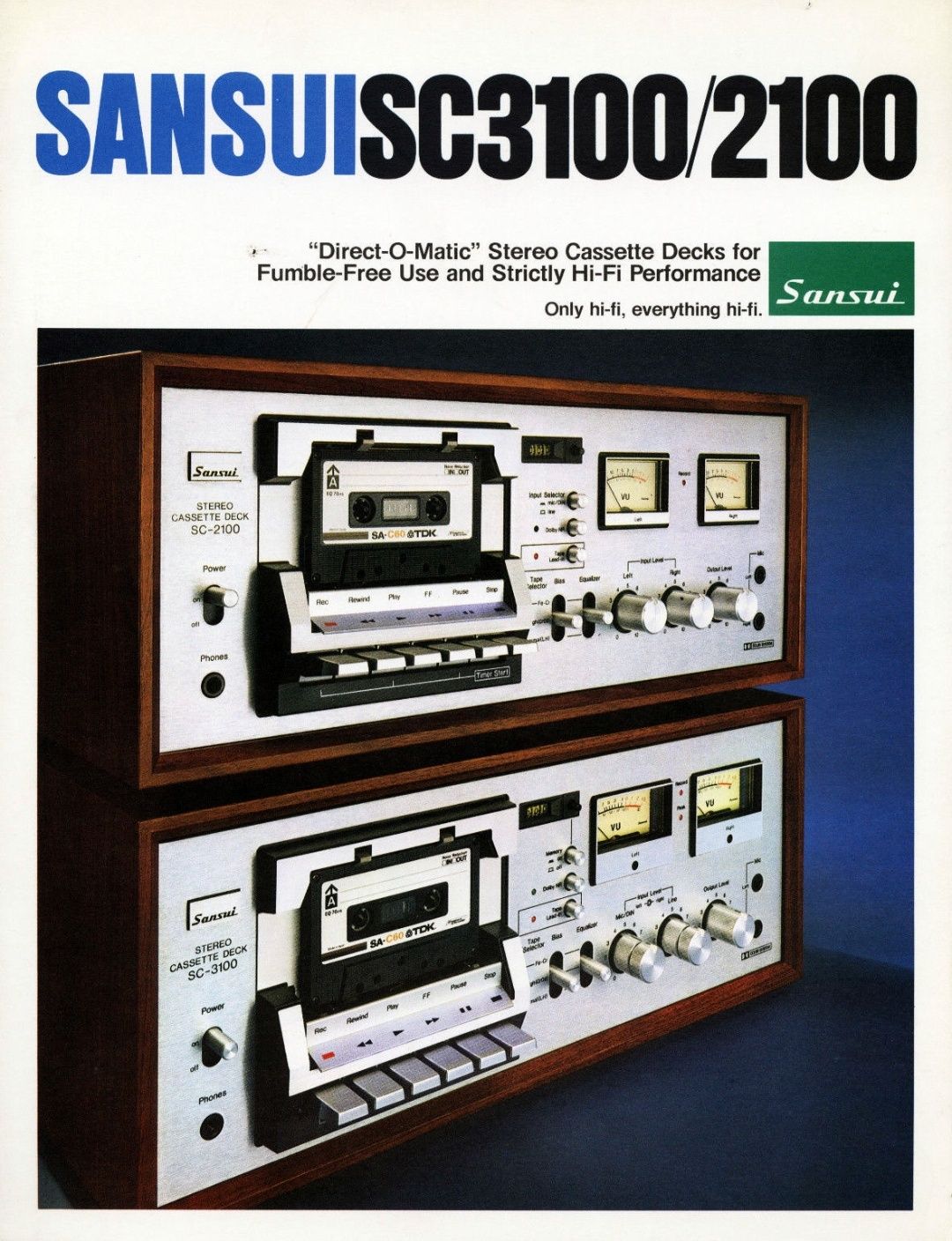 Magnetofon kasetowy Sansui SC-3100, 1977/79 Japan