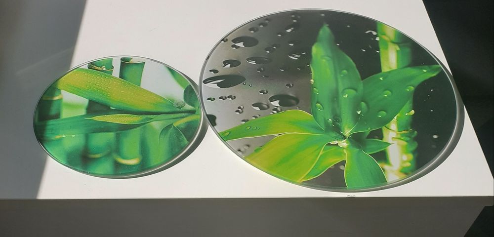 Duża szklana deska lub podstawka, 30  cm, bambus