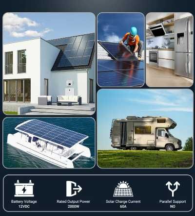 Inversor solar híbrido ANENJI 2000w 220V onda senoidal pura - WiFi