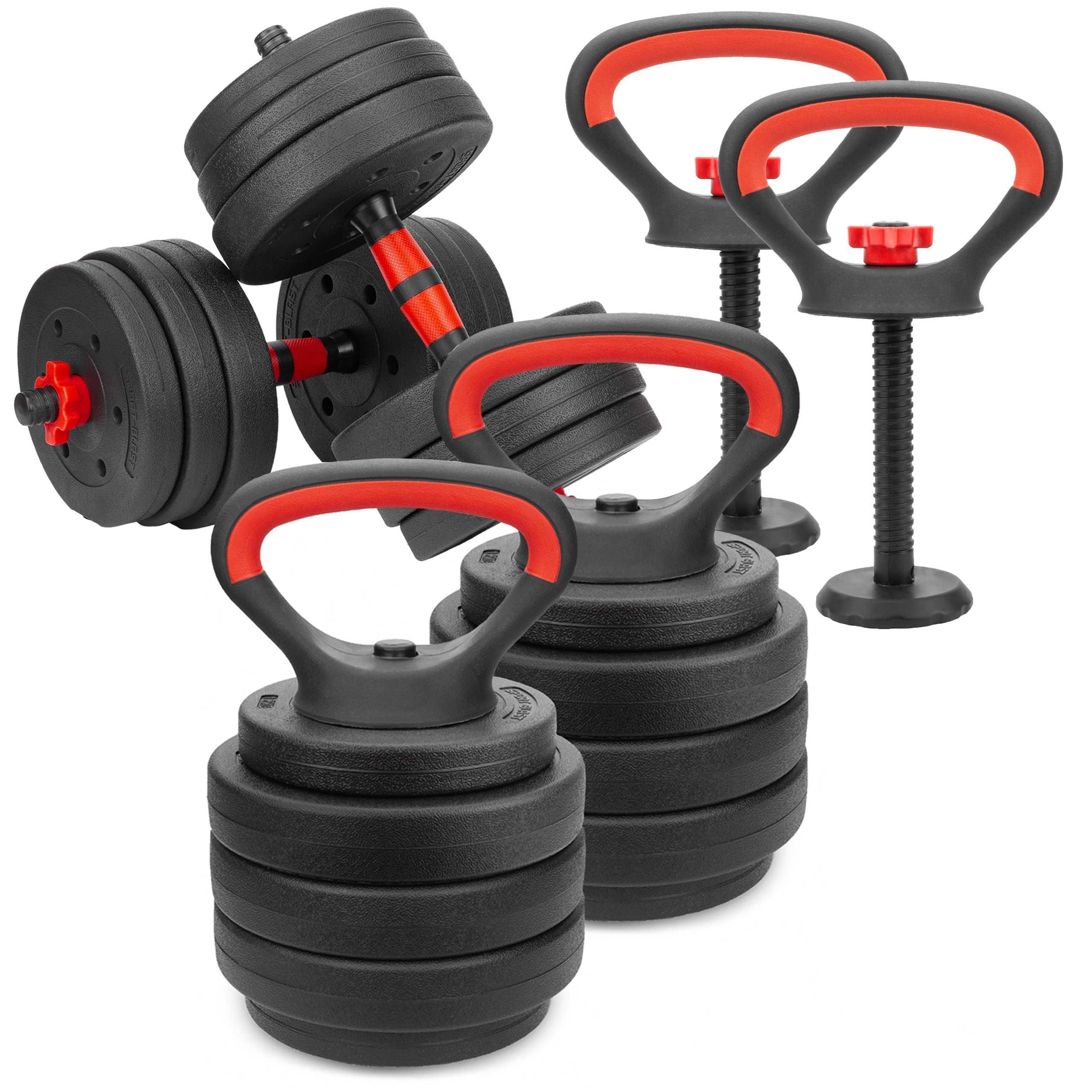 Hantle bitumiczne regulowane 2x10kg 20kg 2x UCHWYT do KETTLEBELL BI