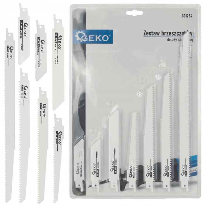 Zestaw 28 brzeszczotów do piły szablastej Geko do metalu i drewna