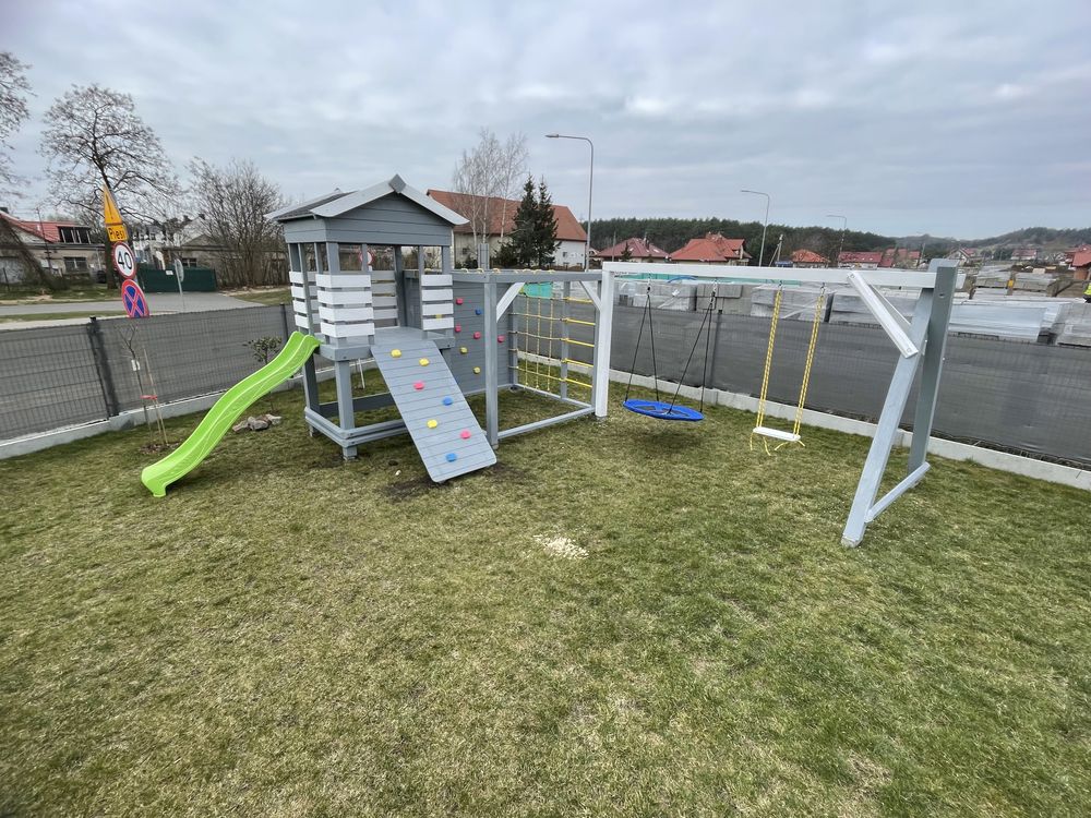 Plac zabaw Monkey z domkiem siłownia ogrodowa małpi gaj huśtawka