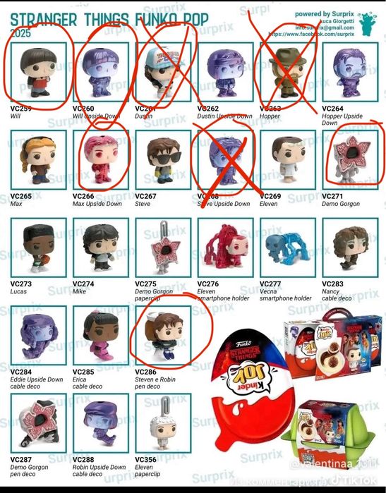 Обміняю фігурки kinder stranger things /кіндер дивні дива