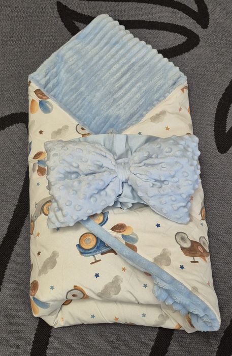 Плед конверт утеплений з бантом, простирадло в люльку, набір для відби