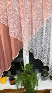 Тюль штора занавіска на кухню два кути квіти вензеля смужки