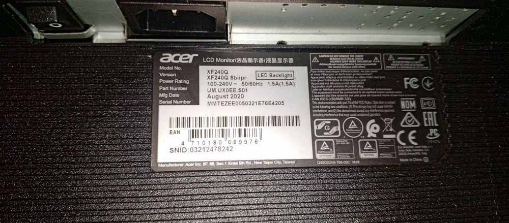 Monitor Acer  XF240Q uszkodzony