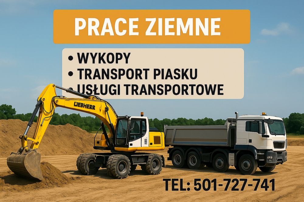 Usługi transportowe, wykopy, prace ziemne