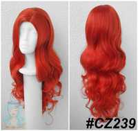 Czerwona ruda peruka Triss Arielka cosplay wig z przedziałkiem