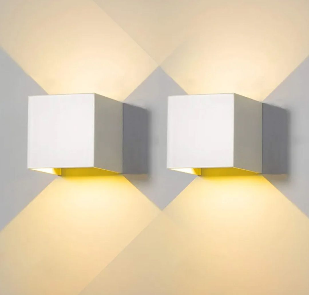 Zestaw 2 lamp ściennych zewnętrznych, wewnętrznych, białych 6W