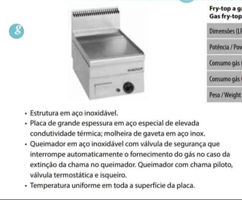 Placa de grelhar a gás de bancada