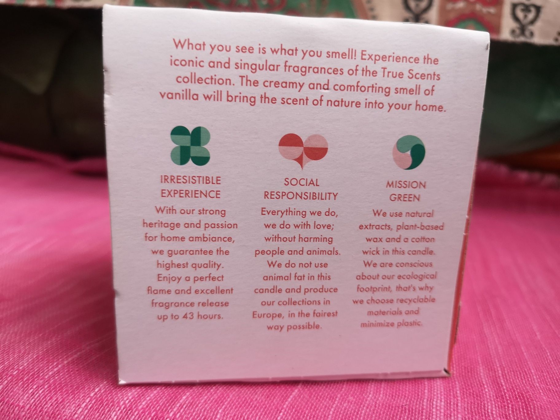 Арома свеча, аромасвічка, ваниль, 43 часа горения, Bolsius true scents