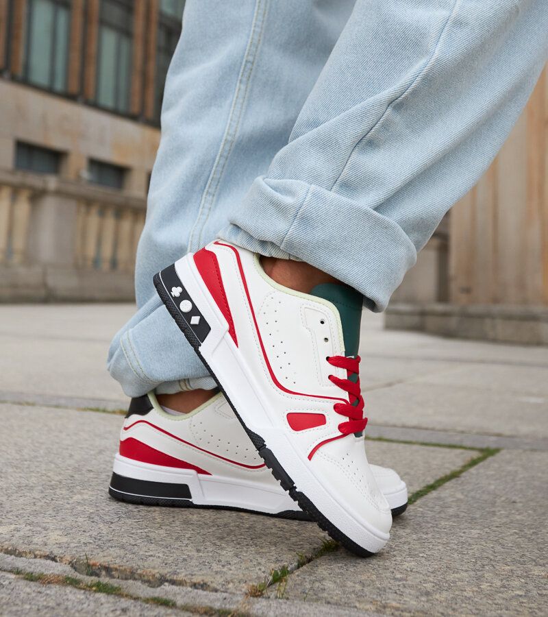 Biało-Czerwone buty z zielonym językiem Archie 37