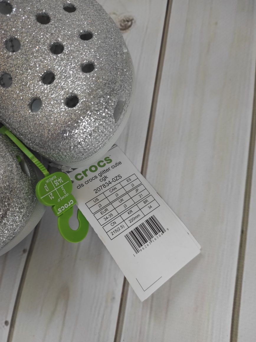 Глітерні сабо на платформі Crocs platform glitter cutie J2, J3 33,34