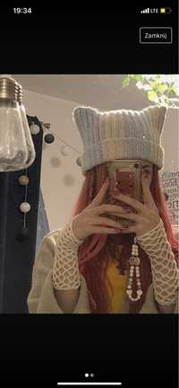 kocia czapka cat beanie handmade