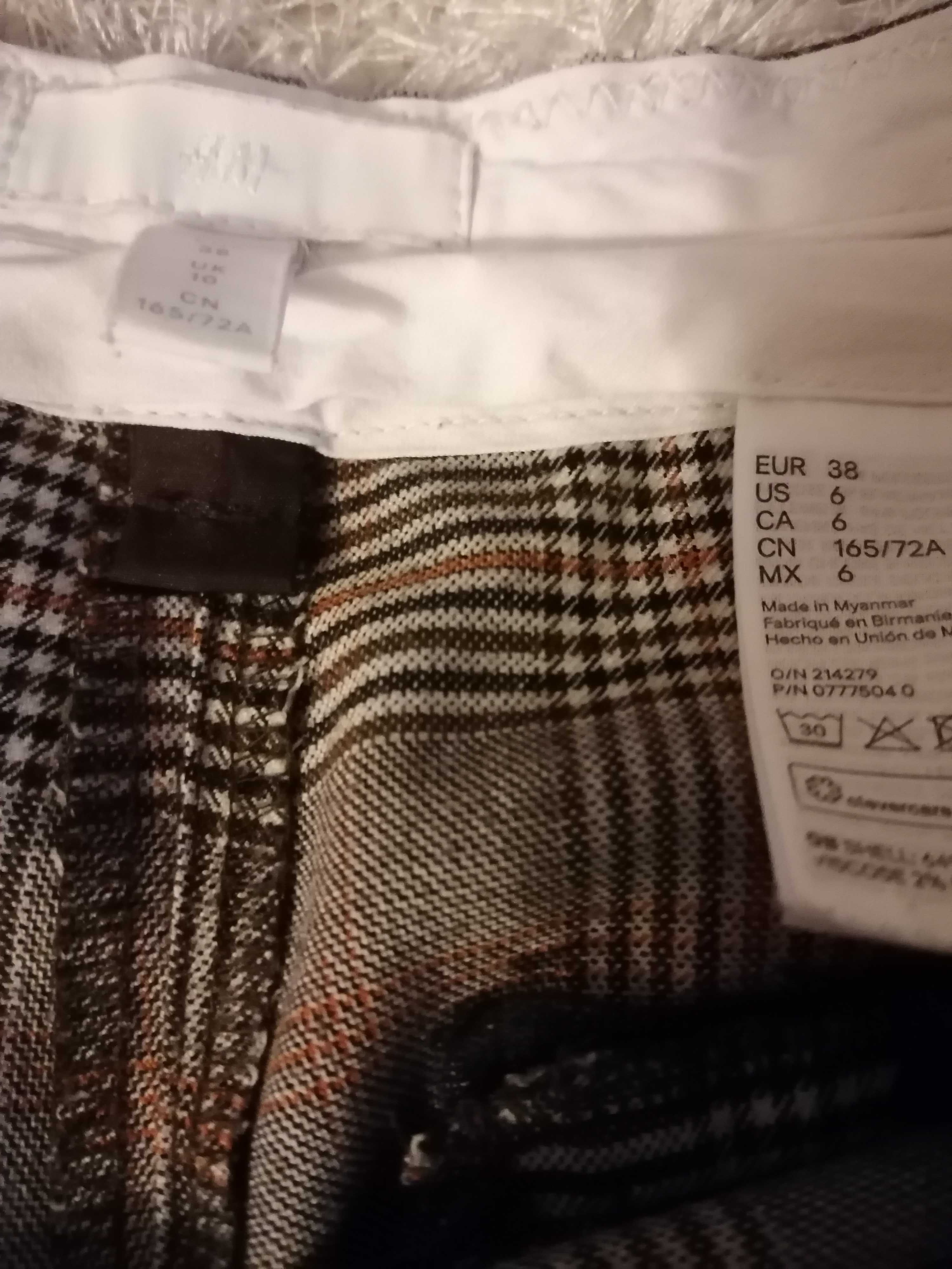 Spodnie w kratkę, H&M, r. 38,modne