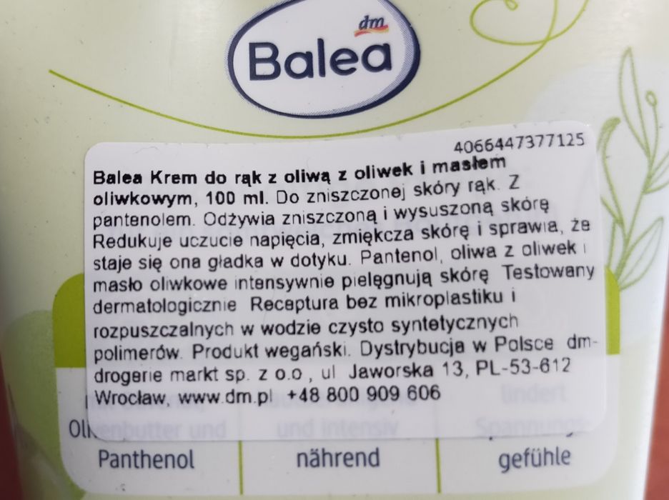 Krem do rąk Balea 100 ml, oliwkowy