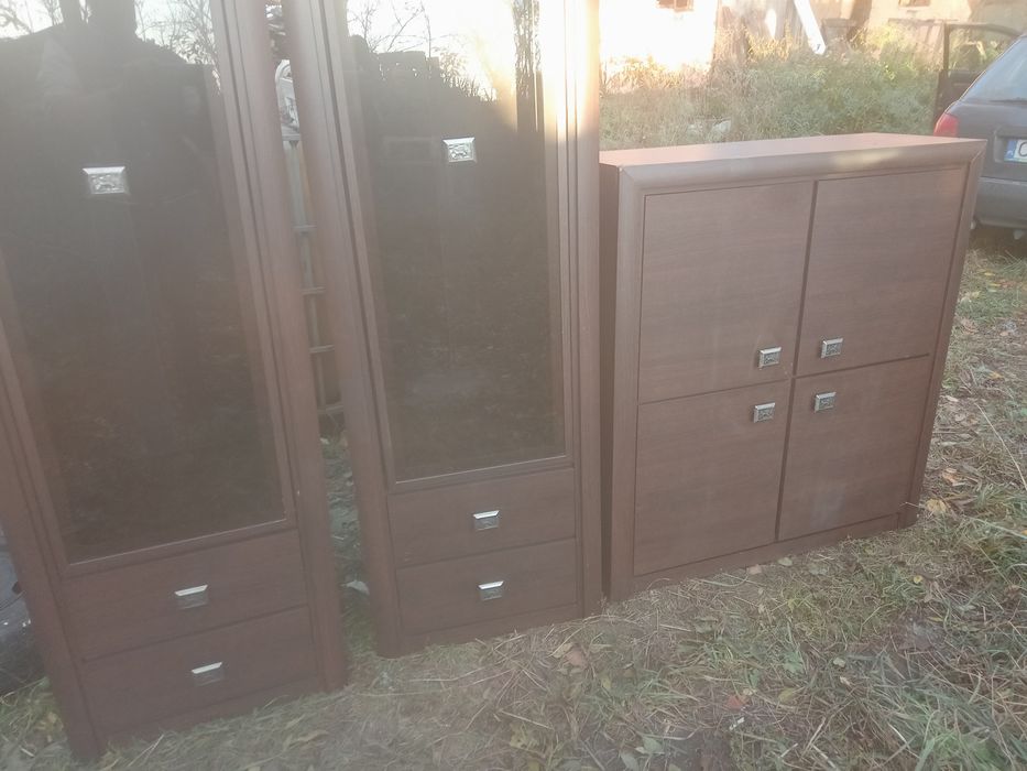 Komoda brązowa meble do salonu witryna stolik ciemny brąz