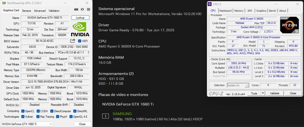 Computador Gaming RGB - Ryzen 5 3600x e GTX1660 TI