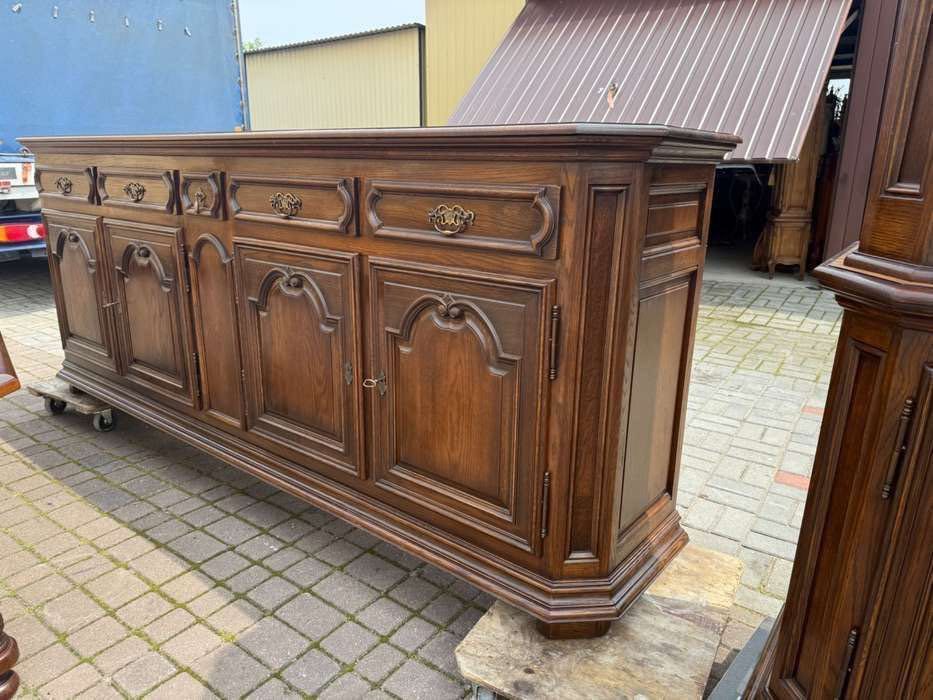 Zestaw mebli-komoda witryna stół krzesła w całości dębowe