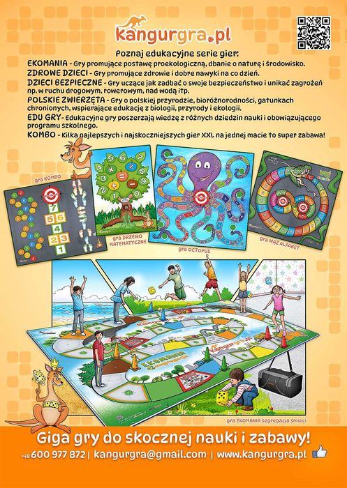 GRA XXL dla DZIECI ZDROWIA edukacyjna gra wielkoformatowa 4 x 4 metra