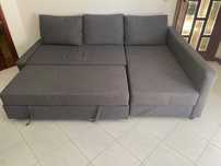 Sofá-cama com arrumação cinza escuro