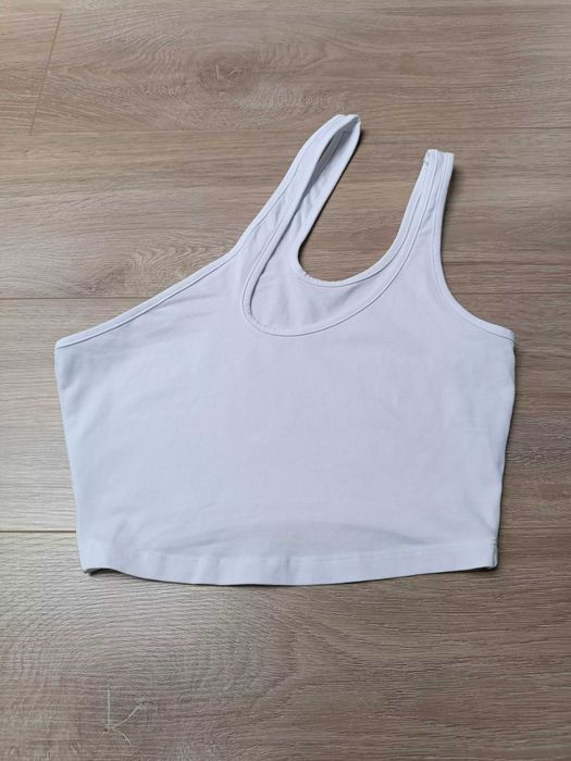 Koszulka podkoszulek asymetryczny top gładki biały 'Asos' S