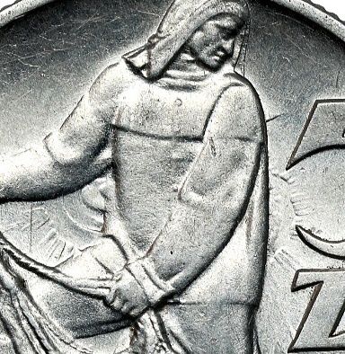 5 zł., złotych Rybak 1959. Podwójne Słoneczko. RRR!