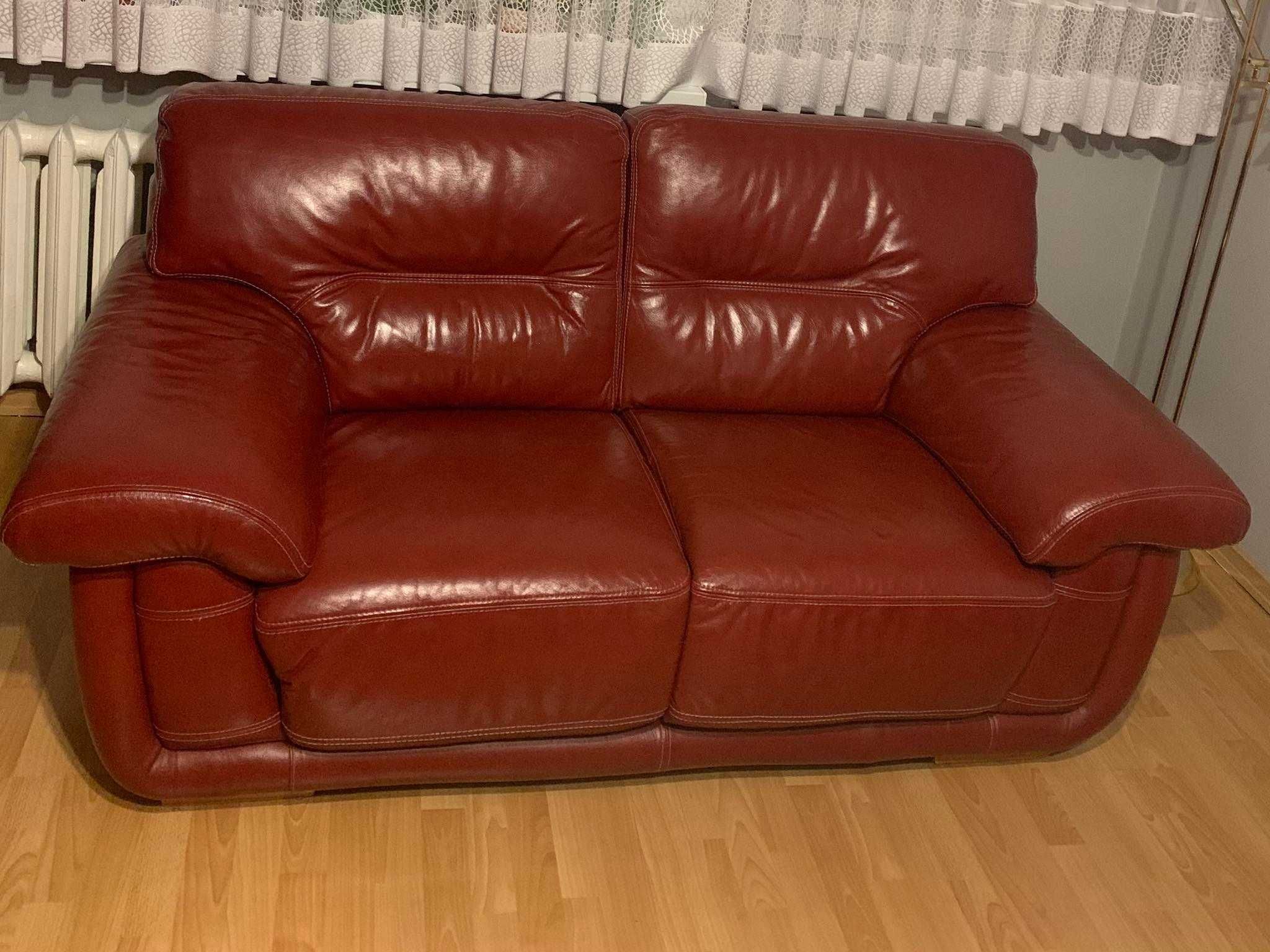 Skórzana sofa kanapa czerwona