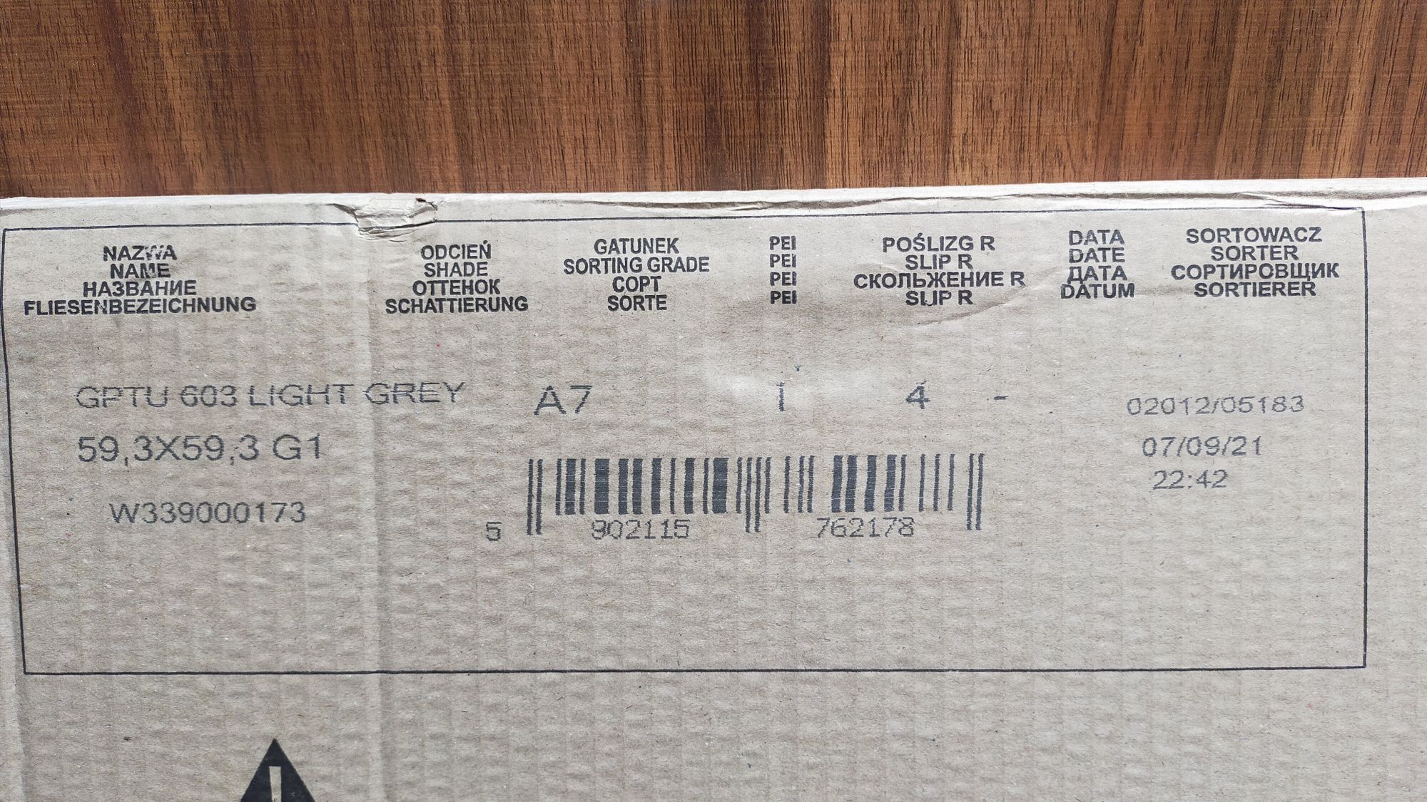 Gres GPTU 603 Light Grey mat 60x60 4,22 m2