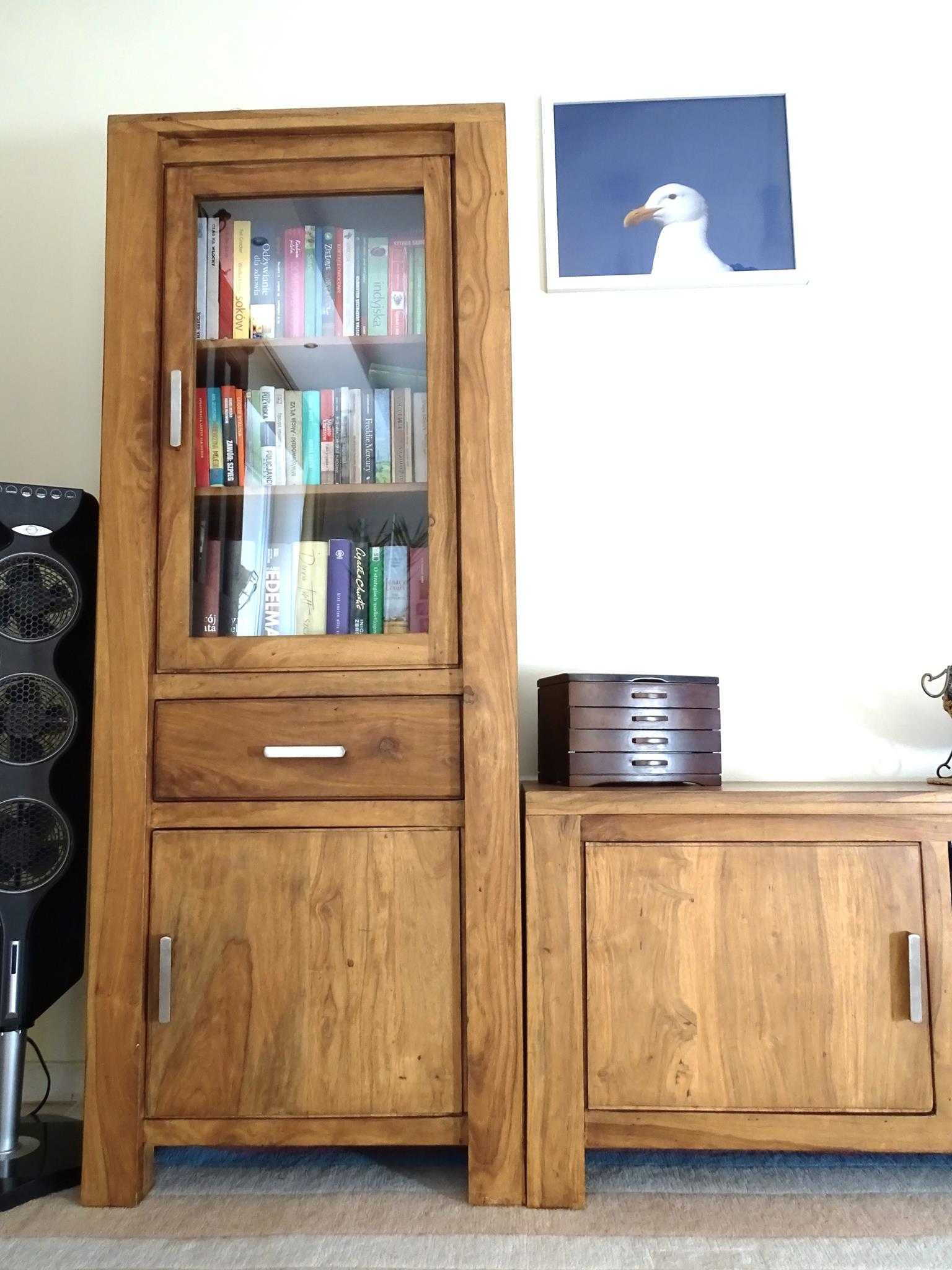 Biblioteczka / witryna kolonialna z drewna MANGO - AlmiDecor - ŚLICZNA