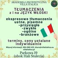 TŁUMACZENIA z i na język WŁOSKI Wrocław Parkowa 19 TRADUZIONI
