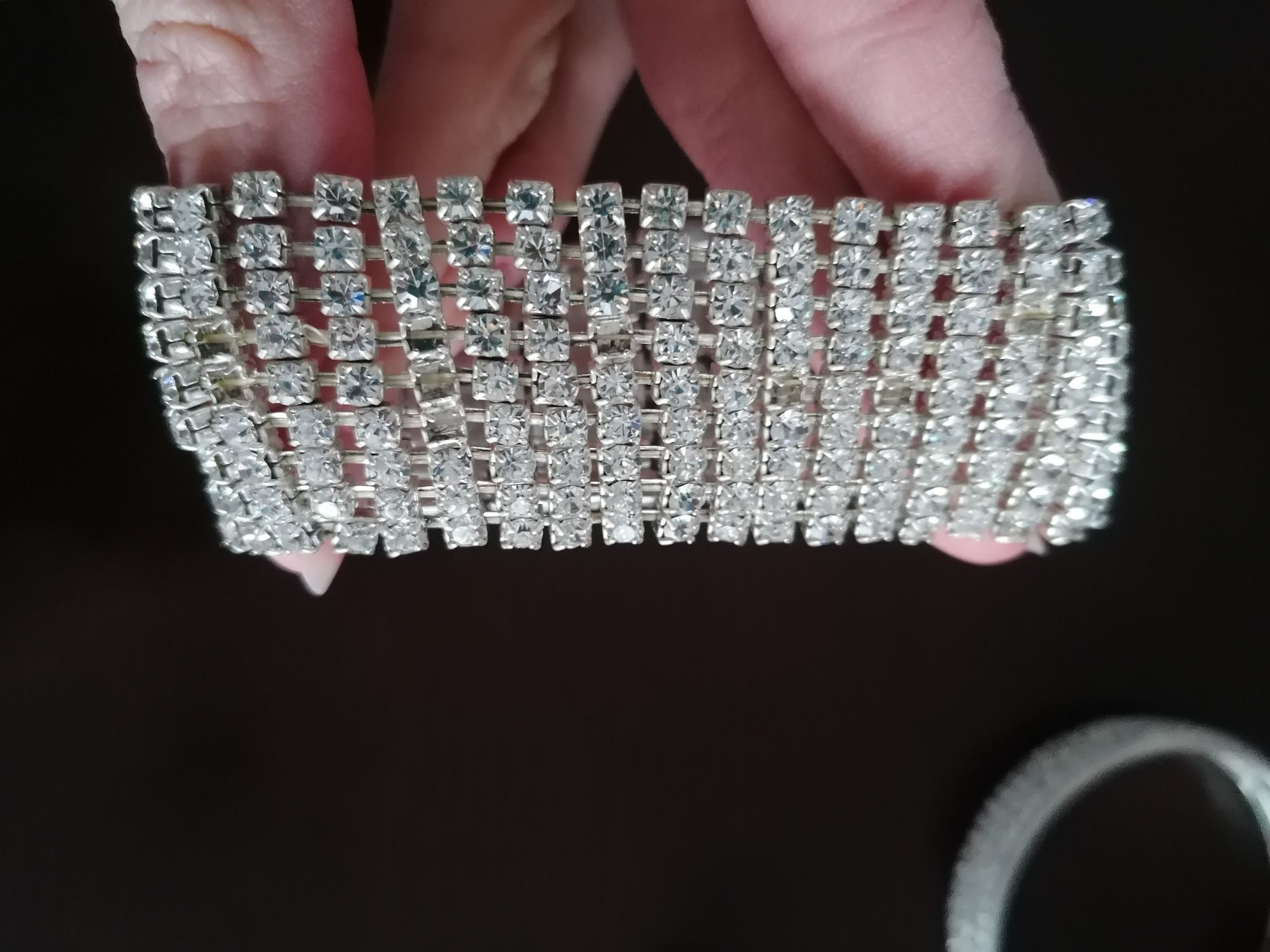 Biżuteria kolczyki bransoletka pierścionek posrebrzany komplet
