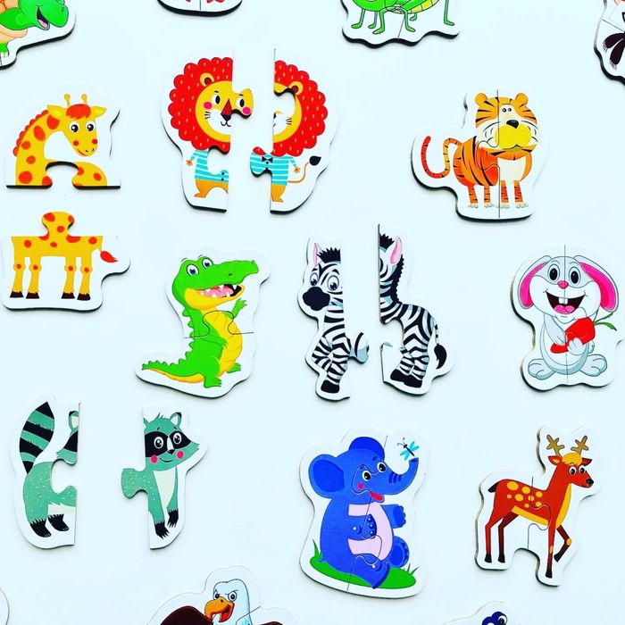 Пазли половинки транспорт - тварини - океан - фрукти та овочі