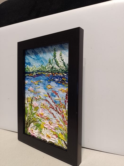Obraz olejny w miniaturze w ramce  12.5 x 17.5 cm