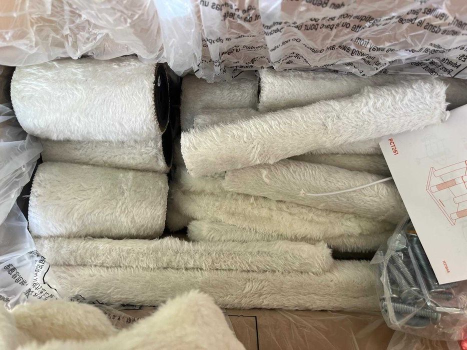 Drapak dla kota 112 cm wielopoziomowy Hamak Jaskinia kremowo-białe