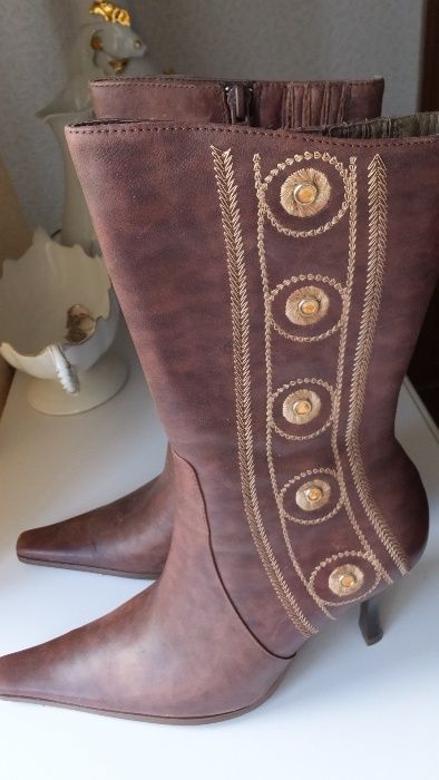 р. 36 сапоги демисезонные кожаные стелька 23,5см