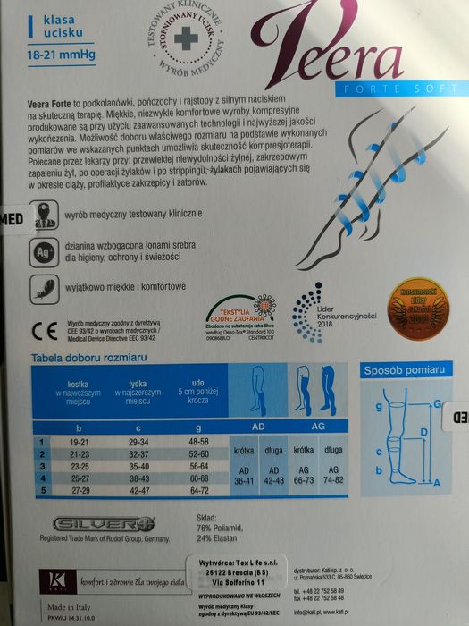 Pończochy uciskowe 1 stopnia