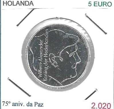 Holanda - - - 5 Euros - 2020 - - - 75 Anos de Liberdade- - - Moeda