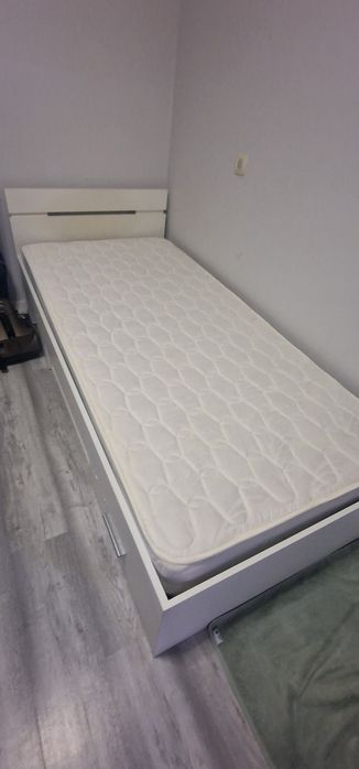 Cama de Solteiro Branca + colchão