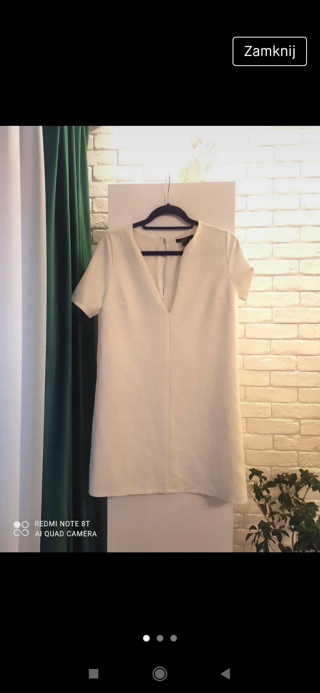 Sukienka biala prosta r 38 forever 21