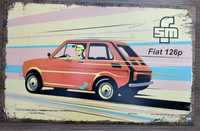 Plakat metalowy Fiat 126p + kalendarz PRL