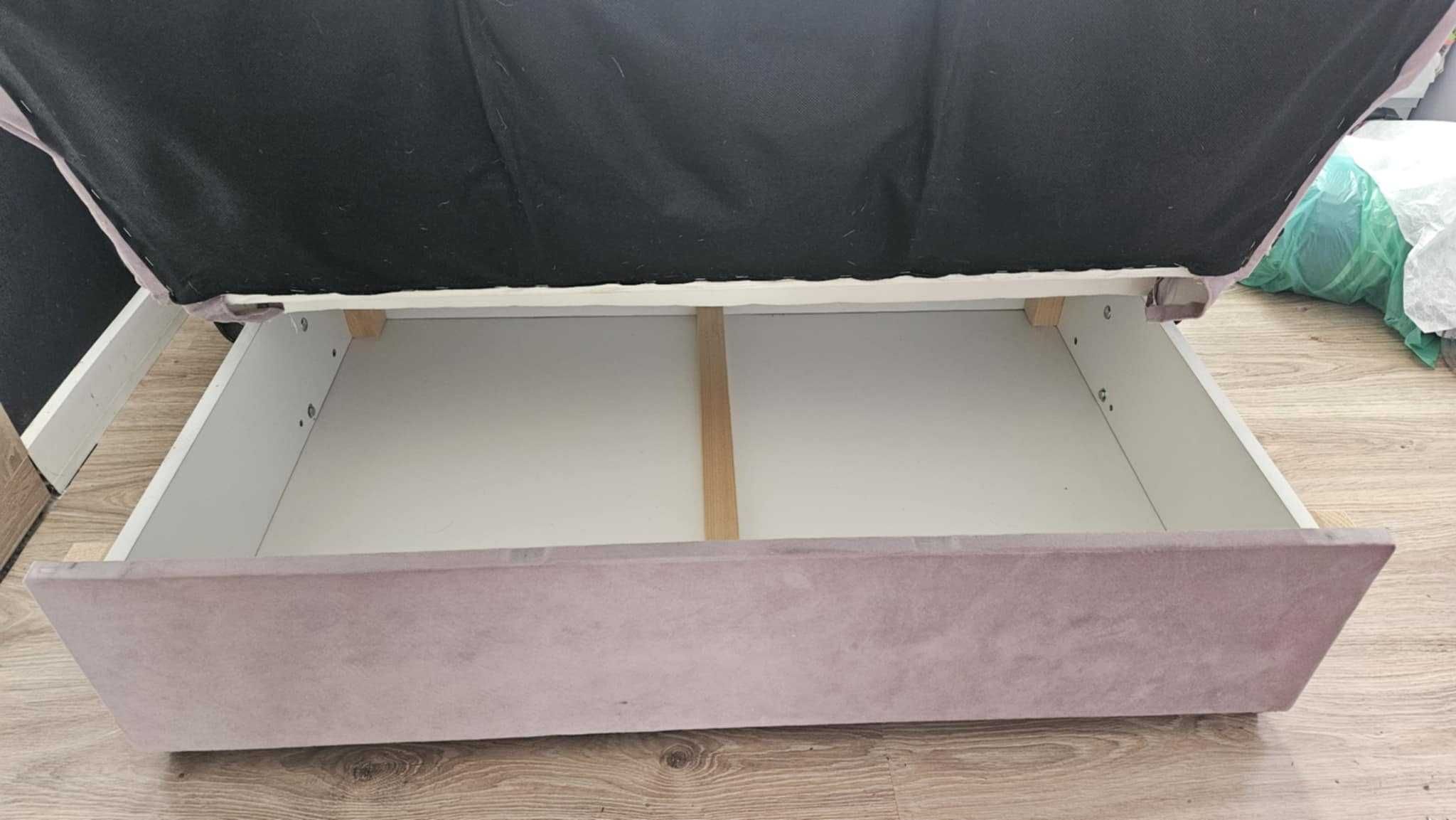 Sofa amerykańska różowa, kanapa rozkładana ze schowkiem na pościel